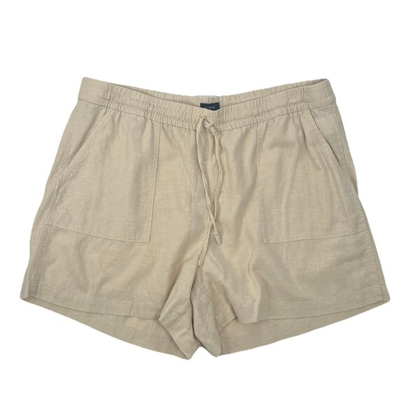 J Crew Linen Pull On Shorts Cream Sz Large NWT BY442 - Picture 1 of 6
